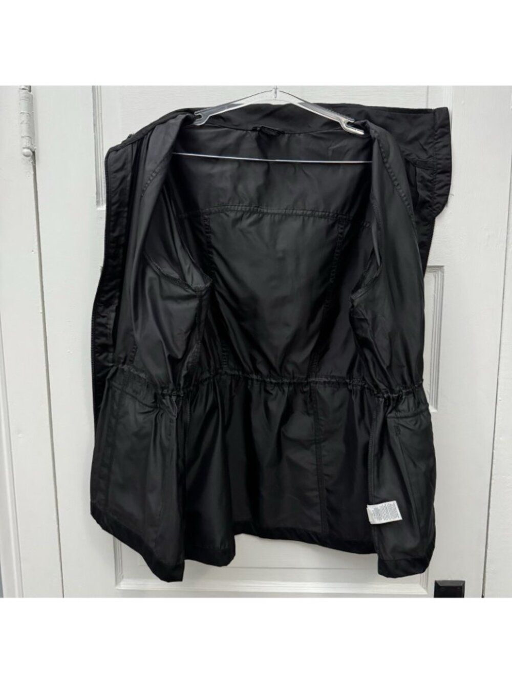 Avia Womens XL 16-18 Black Hooded Windbreaker Jacket Cinch Waist Pockets - Picture 5 of 10